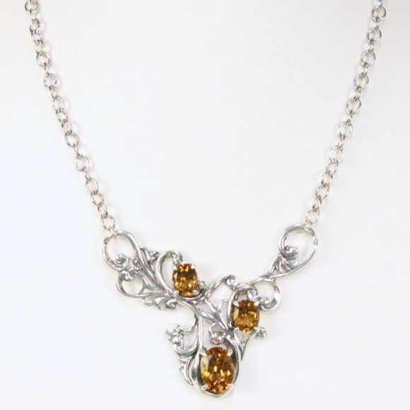 NEW Carolyn Pollack Sterling Silver 5+ carat Pear Citrine Necklace in the Box - Picture 3 of 6